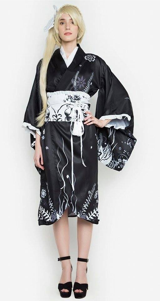 #2247 Yosuga no Sora Kasugano Sora Black Yukata Kimono Cosplay Costume