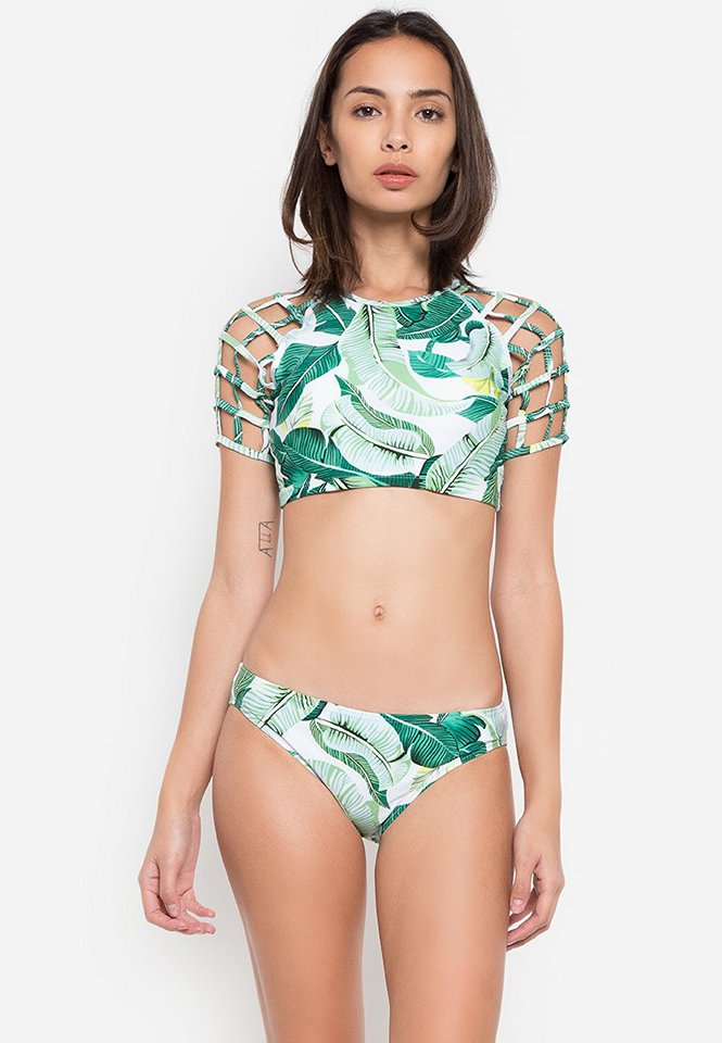 #FLB-096 Net Shoulder Crop Top Two Piece Bikini